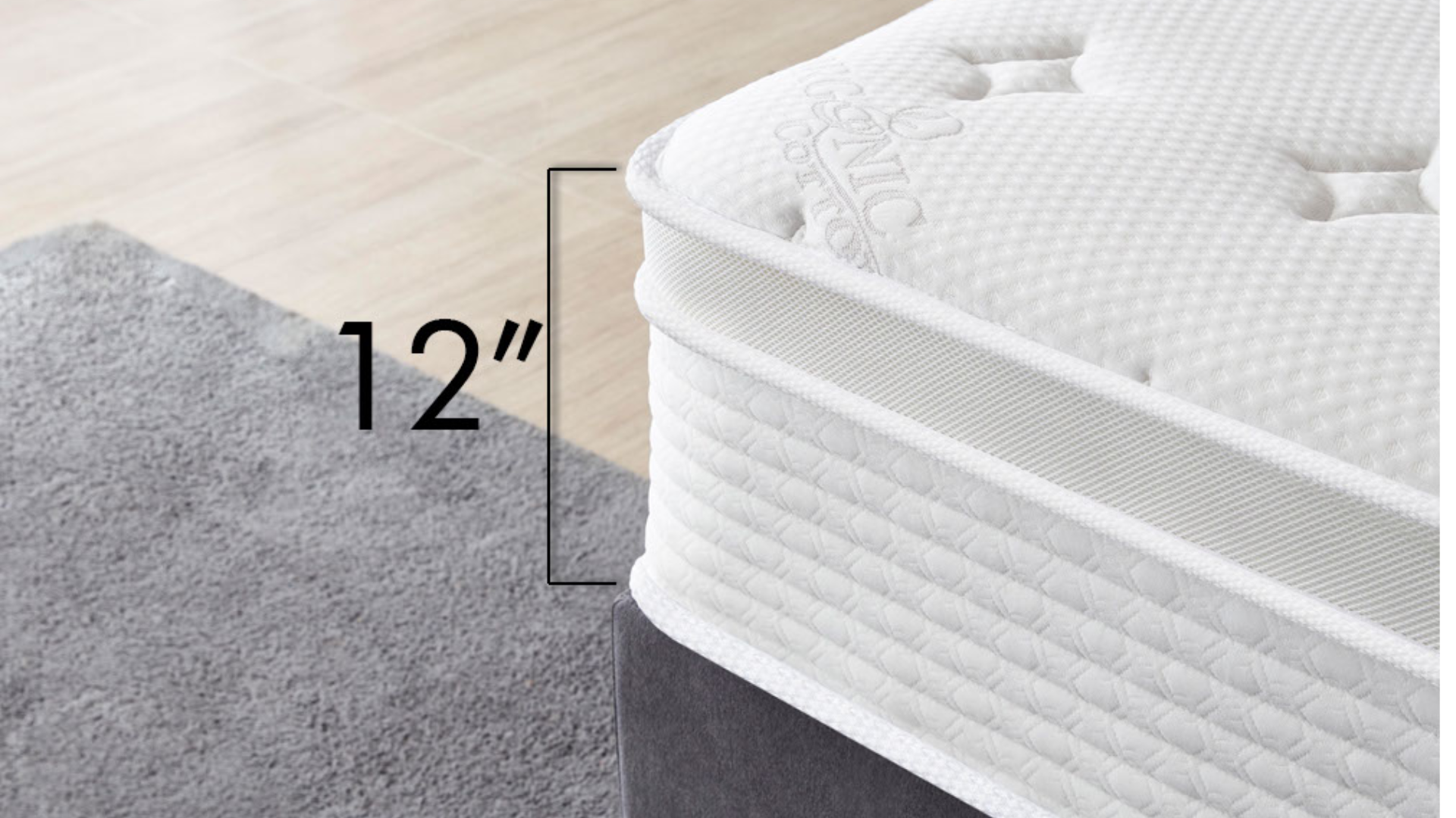 THE LUX - 12" - MEDIUM - Cool Memory Foam Encased Spring Mattress - Organic Cotton Mattress